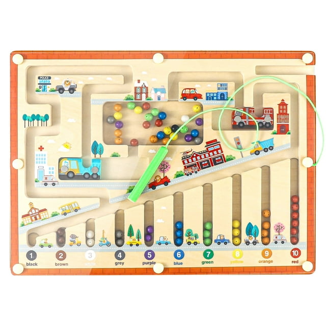sixwipe Magnetic Color and Number Maze, Wooden Puzzle Activity Board, Kids Toys for 3+ Year Old, Learning Educational Matching Travel Toys for Toddlers Kids Preschoolers Boys Girls