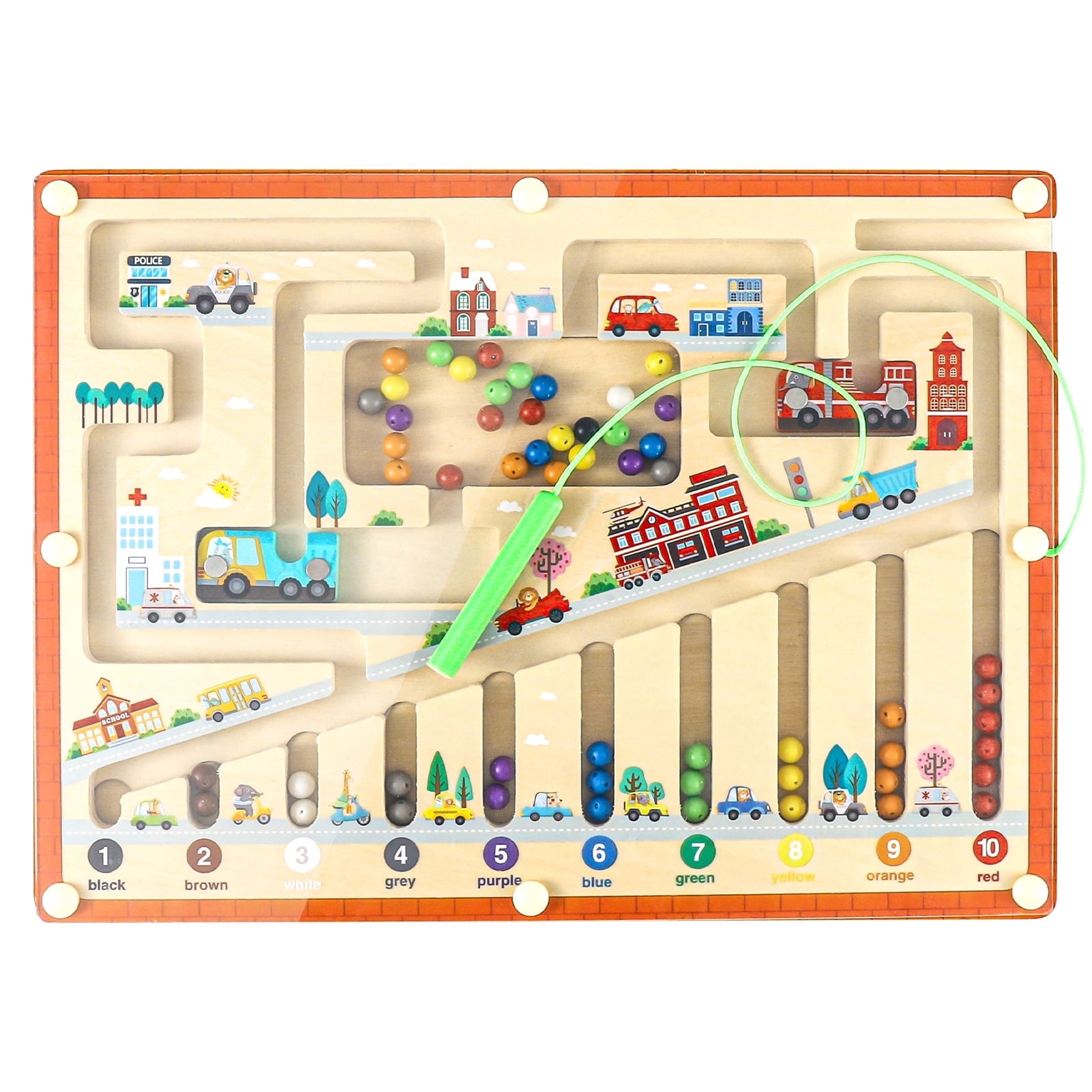 sixwipe Magnetic Color and Number Maze, Wooden Counting Board