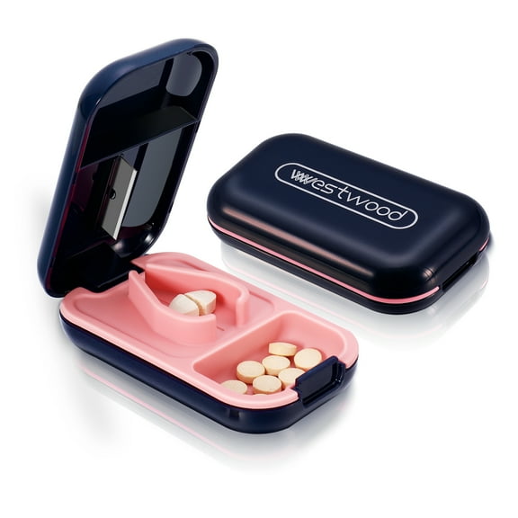 sixwipe Pill Cutter, Pill Splitter with Retracting Blade Guard, Portable Pill Cutter for Cutting Small Pills or Large Pills in Half