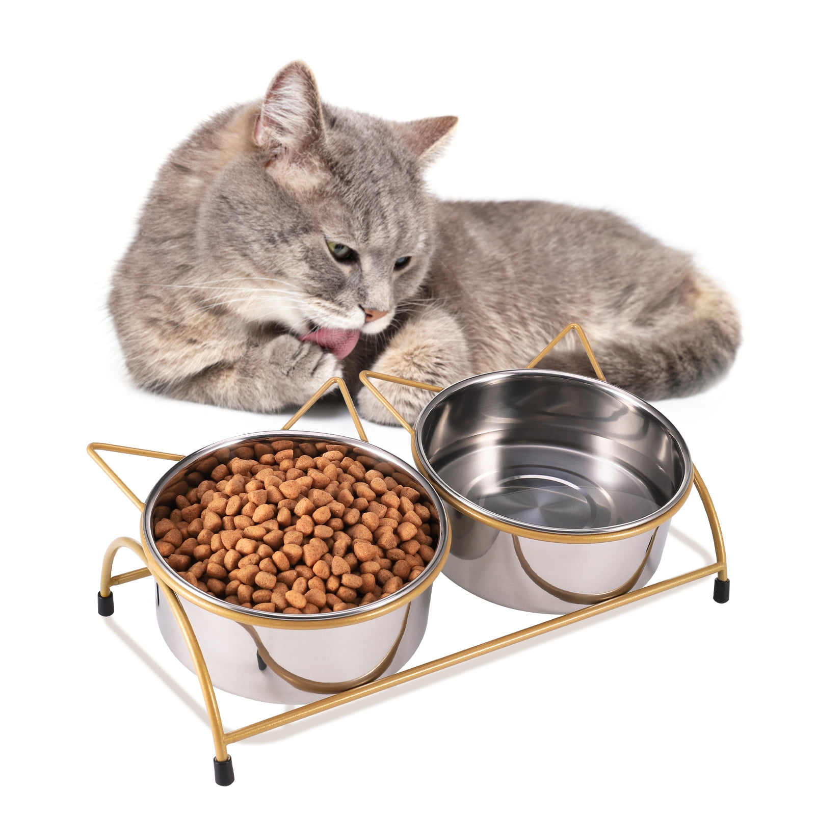 WZ PET Raised Ceramic Dog Feeding Bowl,Adjustable Elevated Dog Bowls Set  Anti-Slip,Standing Pet Feeding Dish for Small Medium Dogs and Cats,White