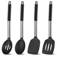 thumbnail image 1 of sixwipe 4-Pack Silicone Cooking Utensils Set - Heat Resistant Non-Stick Kitchen Spatula & Spoon Set, Large Soup Ladle, Slotted Spoon & Solid Turner for Mixing, Serving, Cooking, 1 of 9