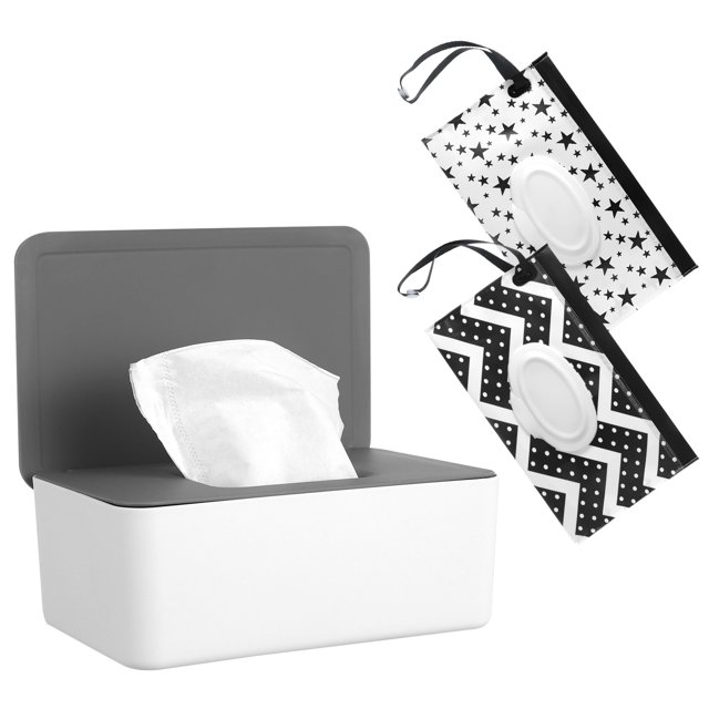 sixwipe Wipes Dispenser with 2 Portable Wipe Cases, Wipe Holder for