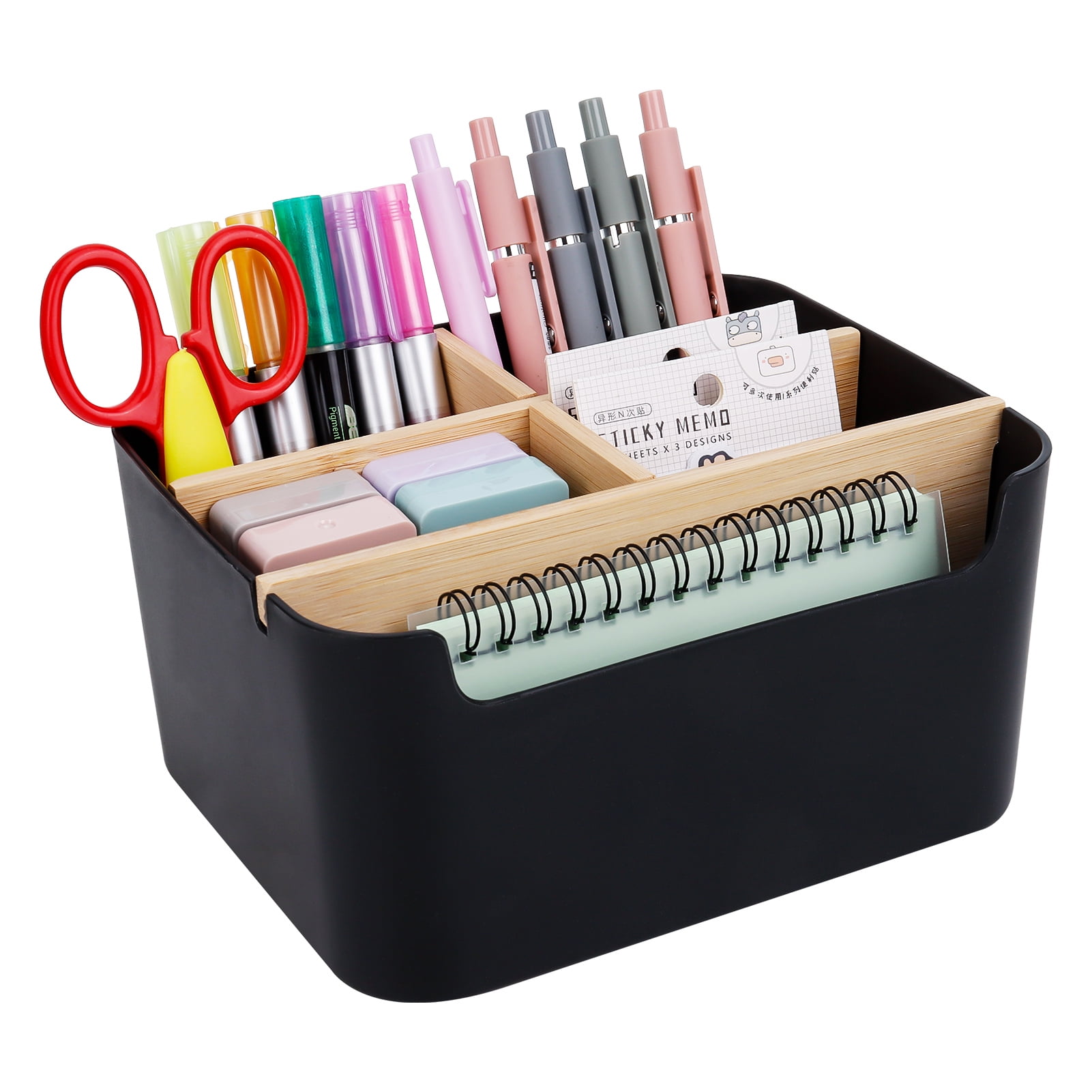 uywapvt Desk Organizer with Drawer, Pen Holder Storage Box, Desk Storage Box with Compartments, Acrylic Desk Organizer Caddy, Desk Dr