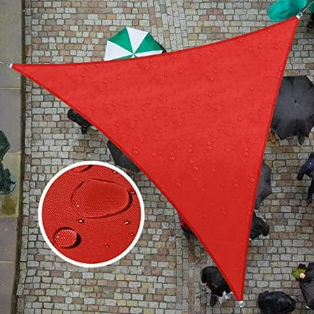 size 15' x 22' x 26.6' red ctslt triangle waterproof sun shade sail canopy awning shelter, 95% uv block water resistant, garden carport outdoor patio - 3 years warranty