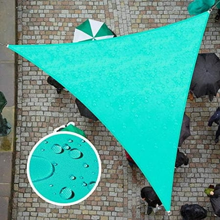 size 5' x 5' x 5' turquoise ctslt triangle waterproof sun shade sail canopy awning shelter, 95% uv block water resistant, garden carport outdoor patio - 3 years warranty