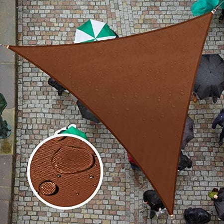 size 7' x 10' x 12.2' brown ctslt triangle waterproof sun shade sail canopy awning shelter, 95% uv block water resistant, garden carport outdoor patio - 3 years warranty