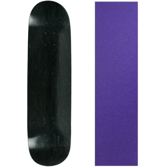 skateboard deck blank stained black 7.63" purple grip