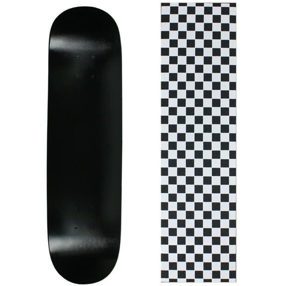 skateboard deck pro 7-ply canadian maple dip black with griptape 7.5" - 8.5"