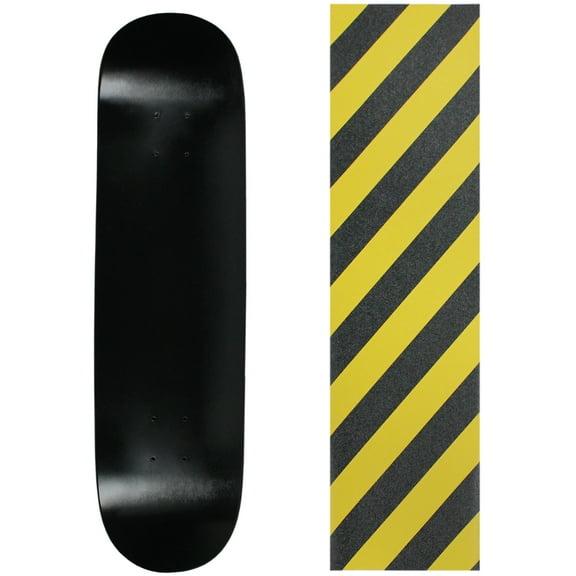 skateboard deck pro 7-ply canadian maple dip black with griptape 7.5" - 8.5"