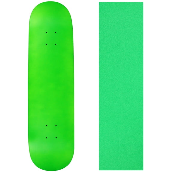 skateboard deck pro 7-ply canadian maple neon green with griptape 7.5" - 8.5"
