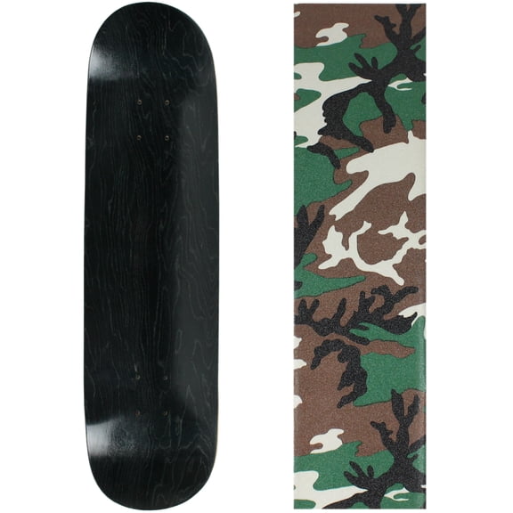 skateboard deck pro 7-ply canadian maple stained black with griptape 7.5" - 8.5"