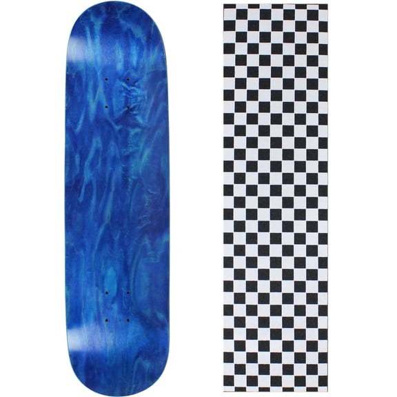 skateboard deck pro 7-ply canadian maple stained blue with griptape 7.5" - 8.5"
