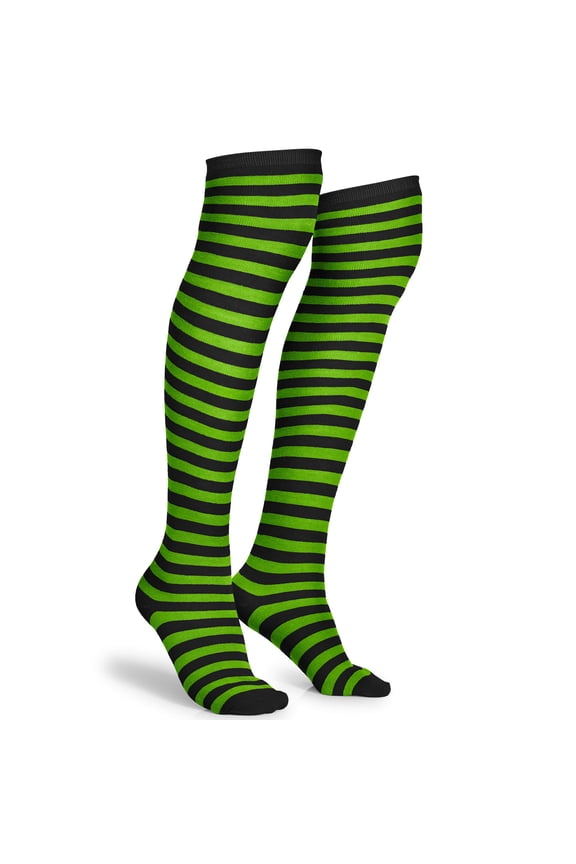 black and green socks - over the knee striped thigh high accessories stockings for men, women and kids
