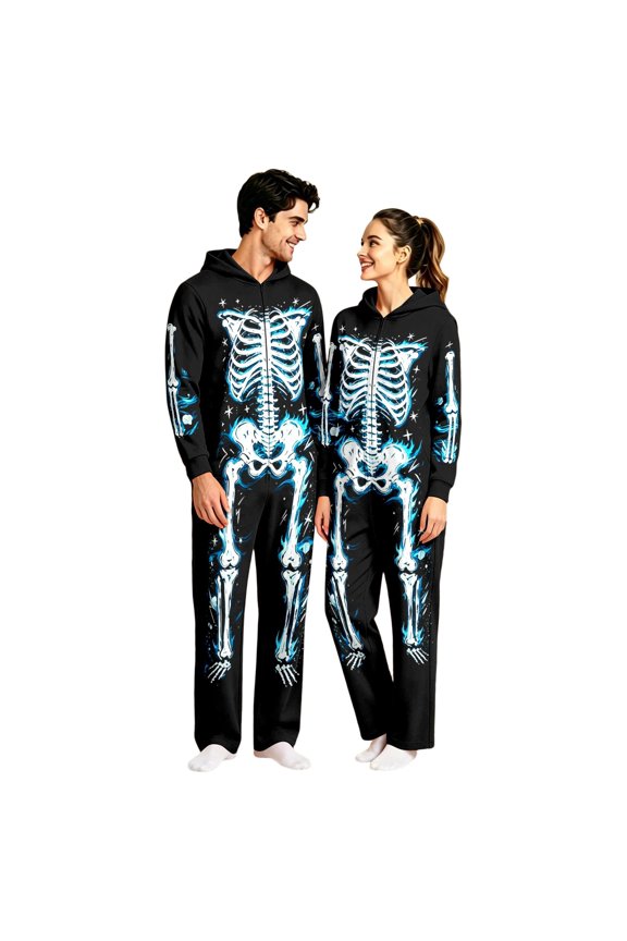skeleton costume unisex – Men's Purple Skeleton Printed Jumpsuit, Zip Front One-Piece Breathable Air-Layer Polyester, Si