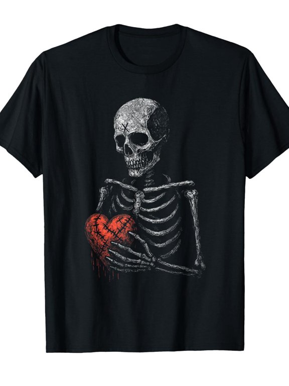 skeleton skull love goth alt punk t shirt