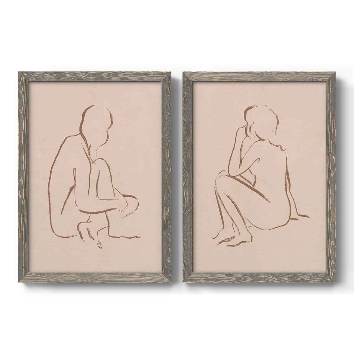 Sketched Pose I - Premium Framed Canvas 2 Piece Set - Ready to Hang