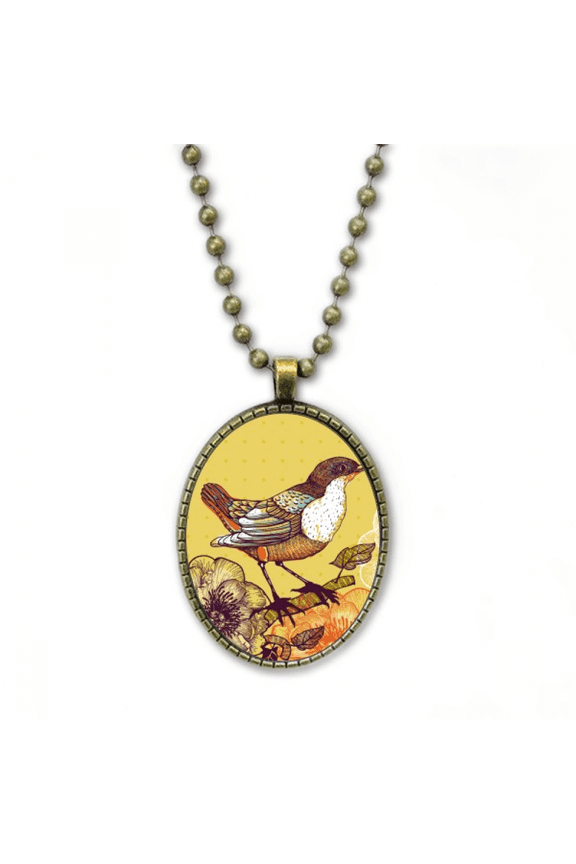 sketching lovely bird flowers necklace vintage chain bead pendant jewelry collection