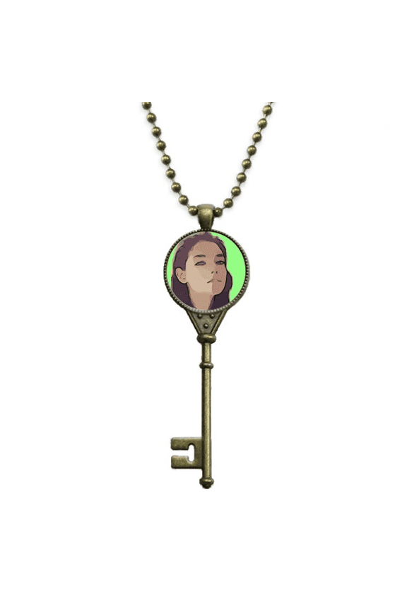 sketchy portrait simple comely key necklace pendant tray embellished chain