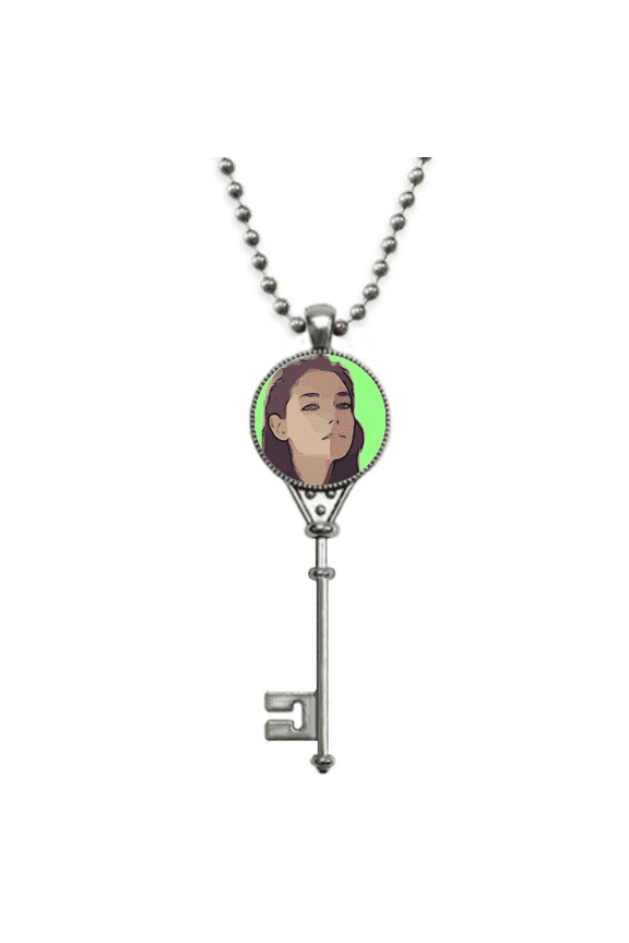 sketchy portrait simple comely pendant vintage necklsilver key jewelry