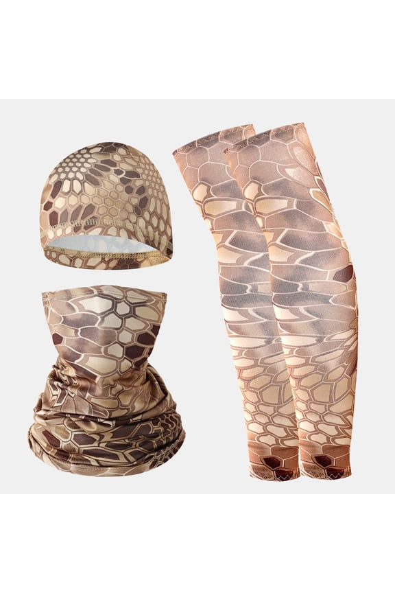 ski mask camo bandana UV protection cooling face mask breathable sun hood neck gaiter for men women hiking running cycling outdoor sports,Brown