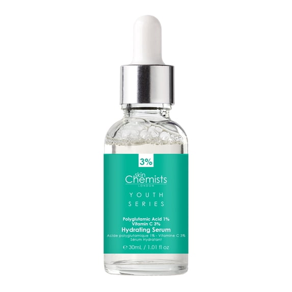 SkinChemists Youth Series Hydrating Serum Polyglutamic Acid 1% Vitamin C 3% 30ml