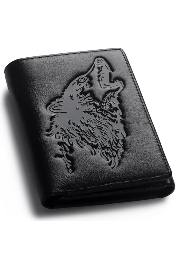 Men's Trifold Wallet,Wolf Wallets For Men Leather,Rfid Blocking,Gifts For Him Husband (black) Y101