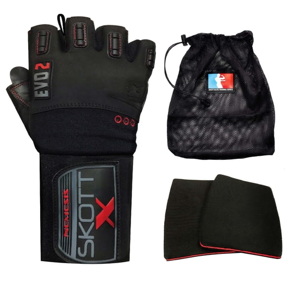 Skott Nemesis X Weightlifting Gloves Gym Gloves with Extended Wrist Wrap Support, Durable Grip and Breathable Design for Training, Fitness & Bodybuilding (XX-Large, Unisex)