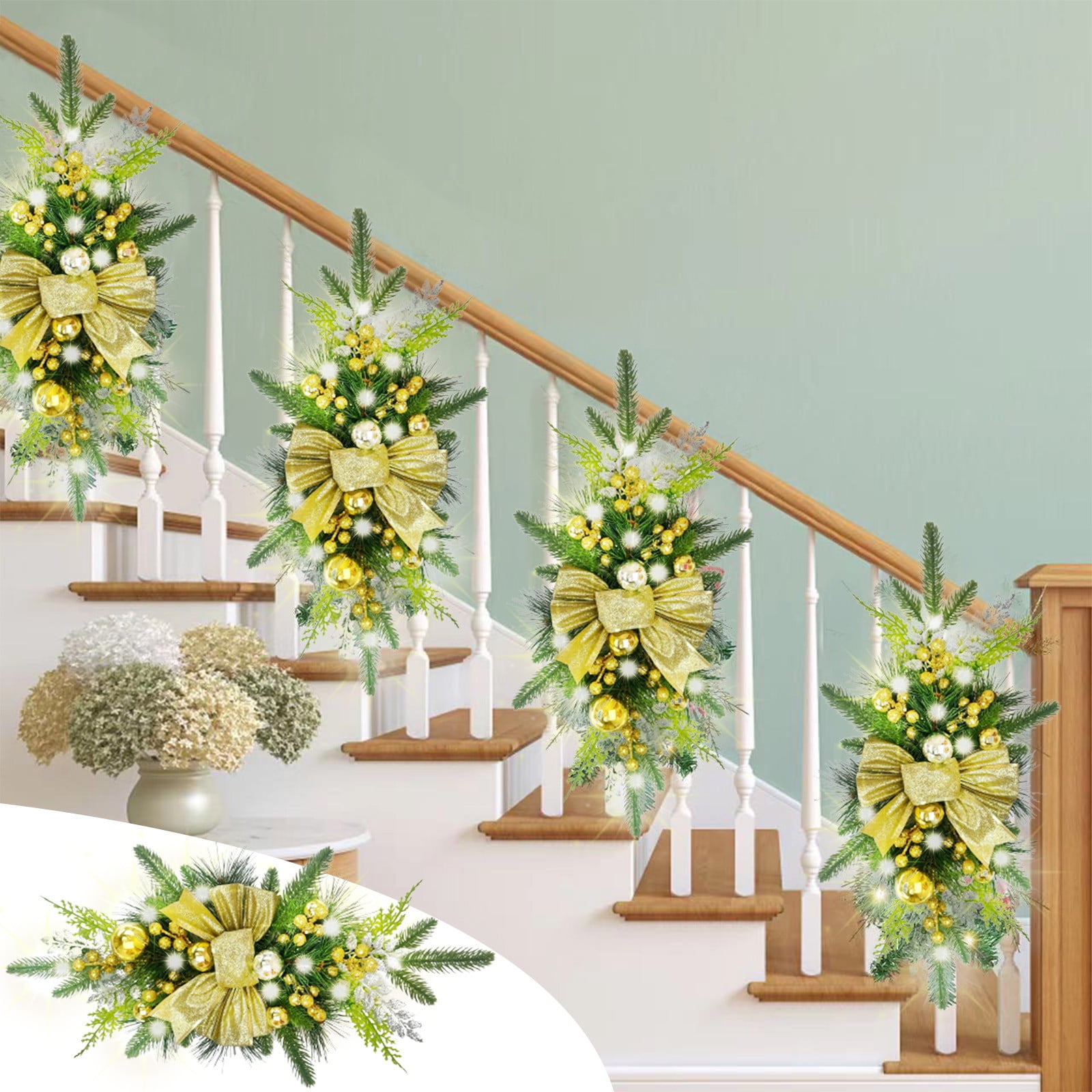 skpabo 1pc Garland Stairs Front Door Decoration Christmas, Garland