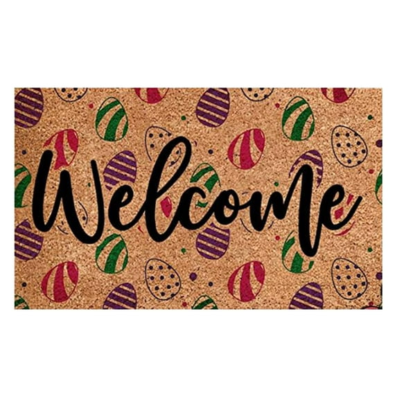 skpabo Easter Print Doormat Easter Eggs Rabbit Print Entryway Front Porch Rugs Anti-Skid Bottom Floor Indoor Outdoor Carpet For Home Patio Home Decor