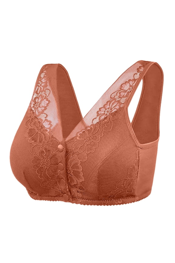 Front Fastening Bras for Women Front Open Buckle Without Steel Ring Lace Bra Ultra-Thin Models Large Size Bra