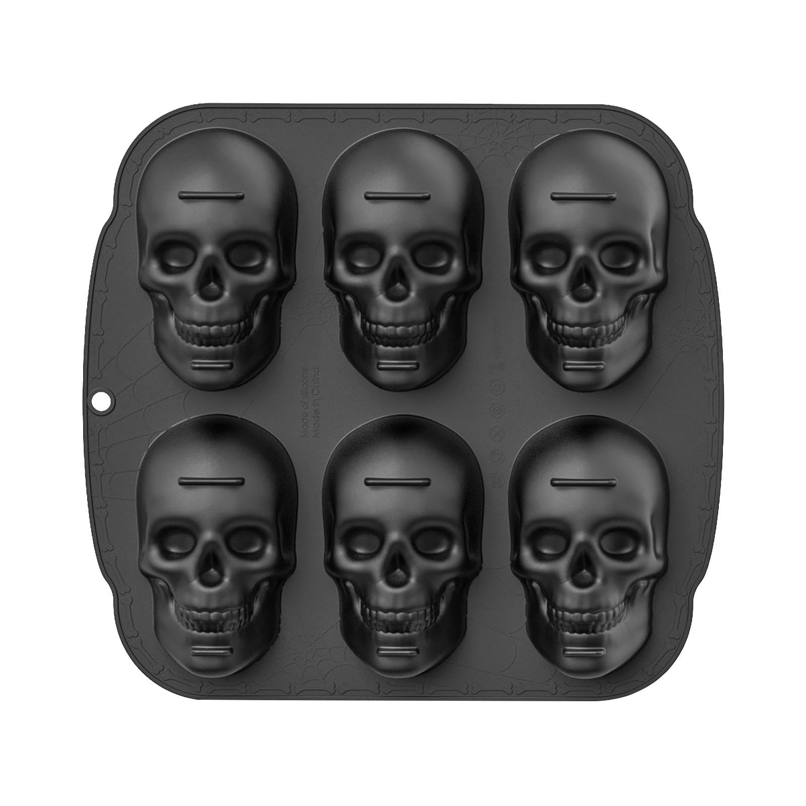 Juesi Life Size Large Skull Cake Pan Haunted Skull Skeleton Silicone Cake  Mold for Halloween and Birthday Party (brown)