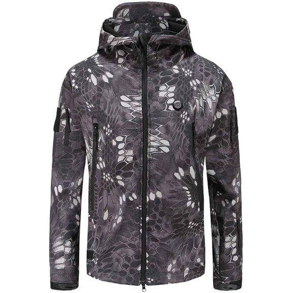 skpabo Heated Body Warmer Mens Camo Heated Jacket Zip Up USB Charging Electric Camouflage Heated Coat with 3 Heating Zones Winter Warm Heated Clothing (No Battery)