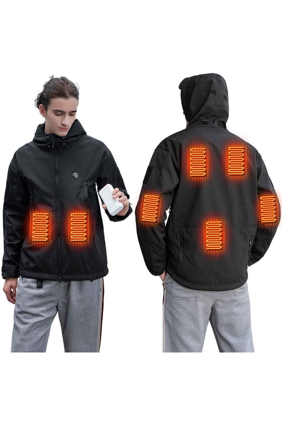 Heated Body Warmer Mens Camo Heated Jacket Zip Up USB Charging Electric Camouflage Heated Coat with 3 Heating Zones Winter Warm Heated Clothing (No Battery)