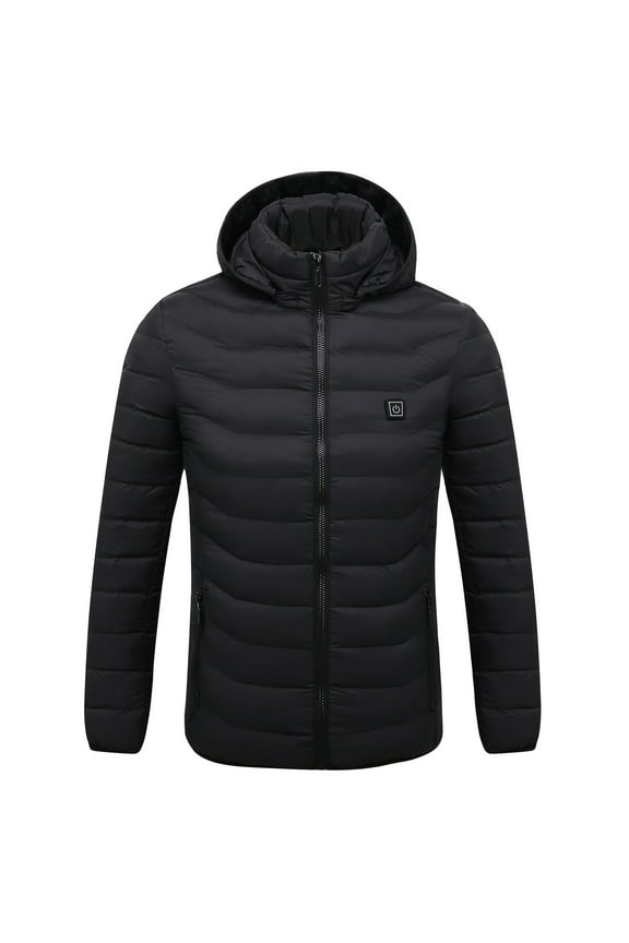 Heated Jacket for Men Heated Coat Heated Body Warmer USB Charging Electric Heated Clothing 8 Heating Zones Hooded Jacket for Winter Outdoor (No Battery)