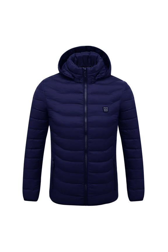 Heated Jacket for Men Heated Coat Heated Body Warmer USB Charging Electric Heated Clothing 8 Heating Zones Hooded Jacket for Winter Outdoor (No Battery)