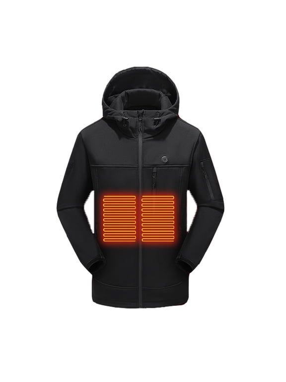 Heated Jacket for Men Women Heated Coat Winter Warm Hoodie Hooded Clothing USB Charging Electric Heated Body Warmer with 10 Heating Area for Outdoor (No Battery)