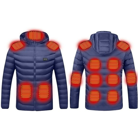 skpabo Heated Jackets for Men Heated Jacket Coat Down Heated Hoodie Jacket OuterwearUSB Charging Electric Lightweight Heated Body Warmer Winter Puffer Jacket (No Battery)