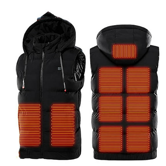 skpabo Heated Vest Women Men USB Charging Electric Hooded Heated Body Warmer Lightweight Heated Gilet Winter Warm Heated Jacket with 9 Heating Area (No Power Bank)