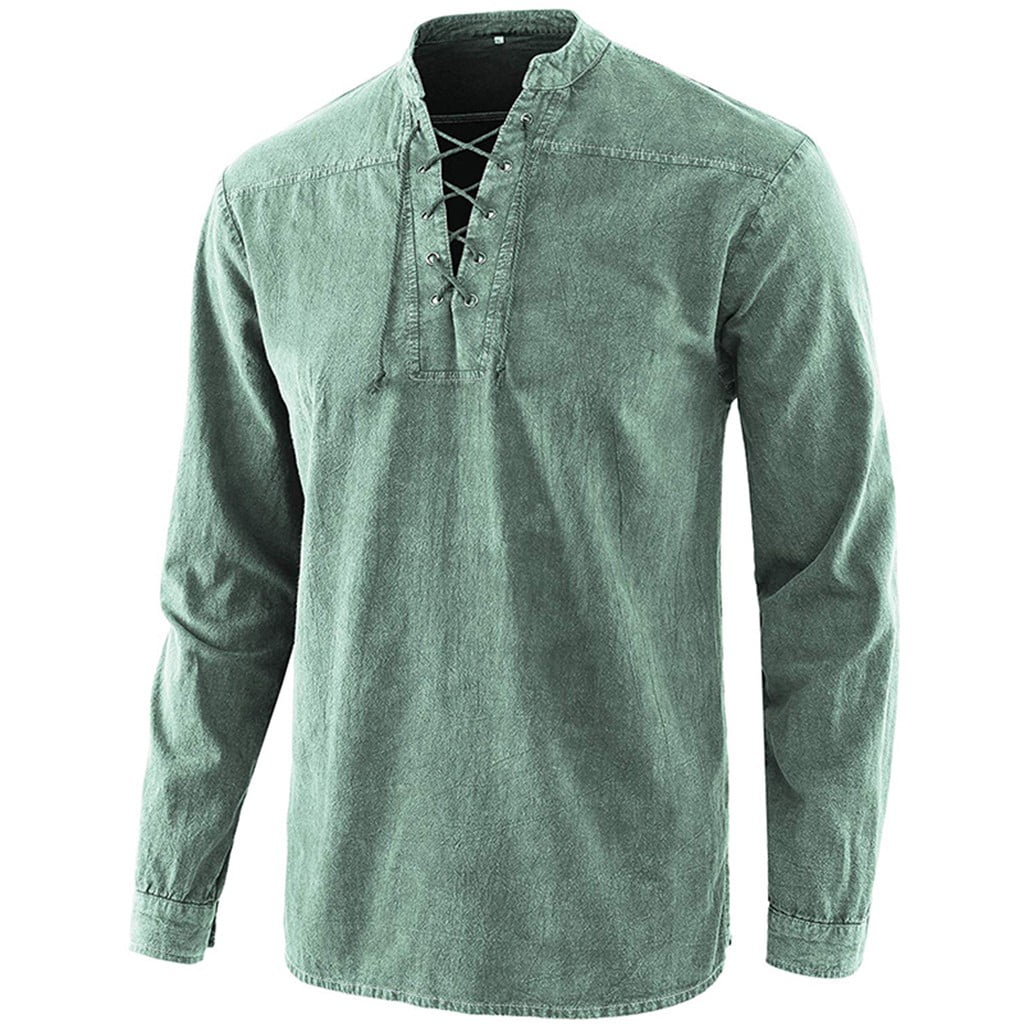 GUBIDIAO Men's Slim Fit Henley Shirt - Short Sleeve, Army Green, Lightweight Cotton Blend, Casual & Sports Top
