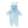 thumbnail image 1 of skpabo Newborn Baby Fleece Romper Button Footies Jumpsuit Cute Bear Hoodies Jumpsuit Infant Long Sleeve Warm Solid Jumpsuit Outfits Blue 0-3 Months, 1 of 7