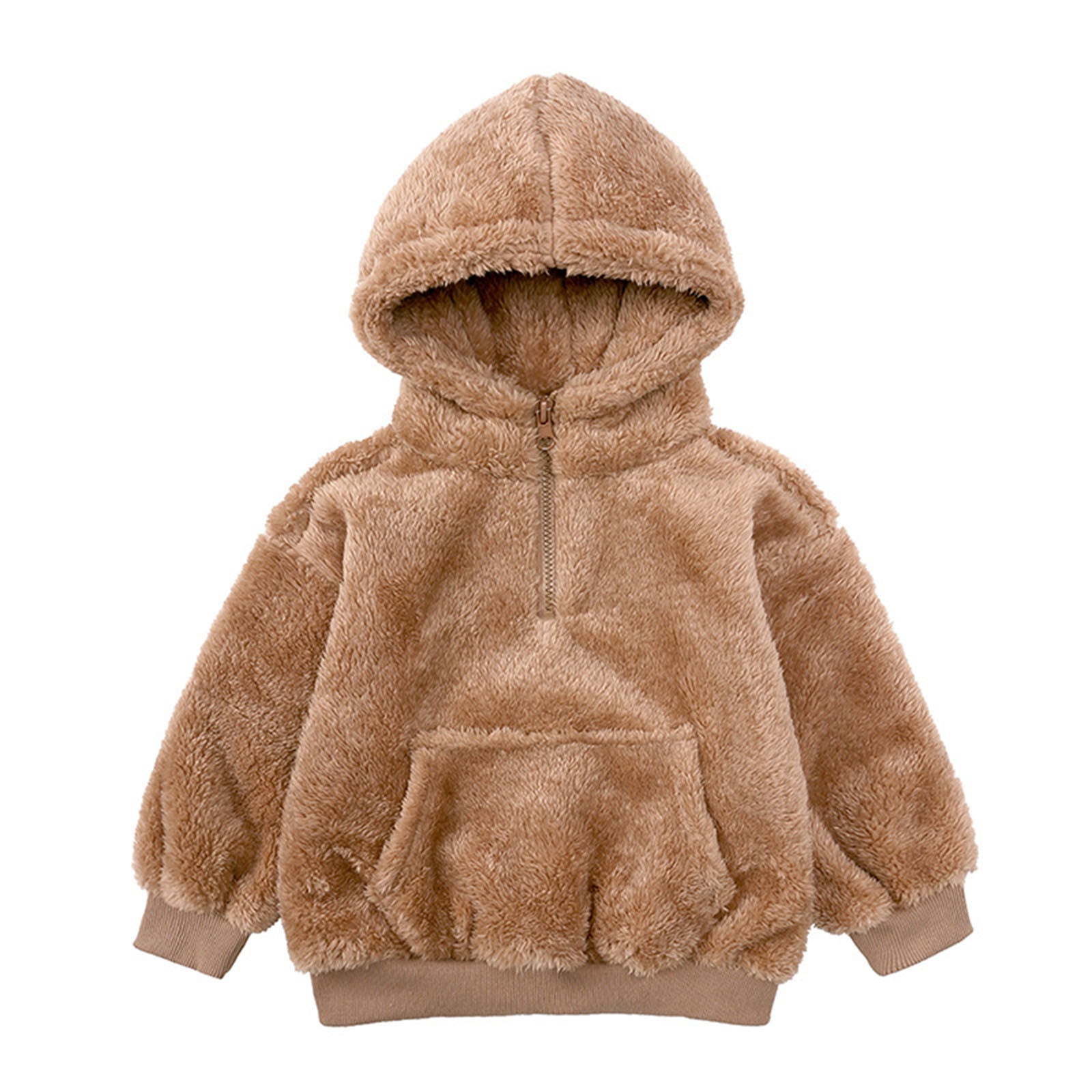 skpabo Toddler Boys Girls Hooded Fleece Jacket Half Zipper Coat