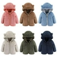 thumbnail image 1 of skpabo Toddler Girls Boys Cute Jacket Bear Ear Hoodie Sweater Zip Up Teddy Fuzzy Warm Coat Baby Winter Outwear Clothes Army Green 18-24 Months, 1 of 4
