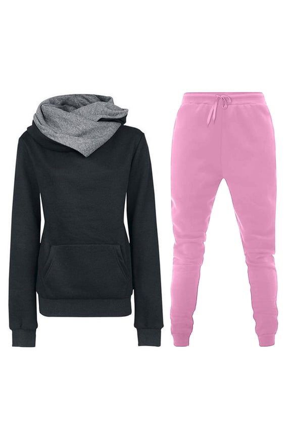 Two Piece Outfit Women Long Sleeve Pullover Tops and Drawstring Pants Tracksuit Lounge Sets Ladies Plain Sport Activewear Lounge Wear Oversize Casual Suits