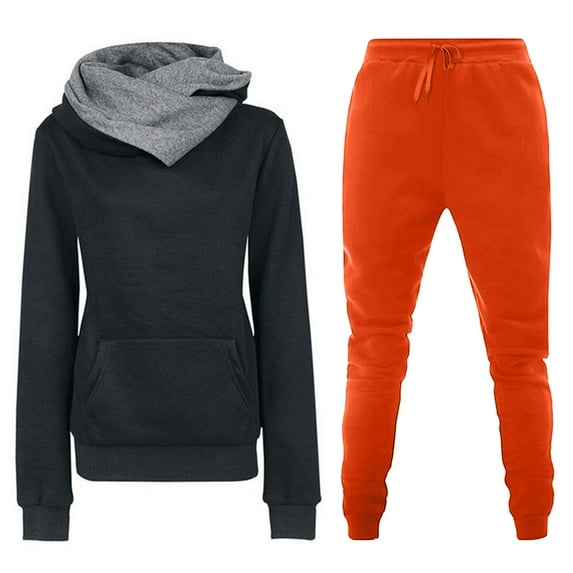skpabo Two Piece Outfit Women Long Sleeve Pullover Tops and Drawstring Pants Tracksuit Lounge Sets Ladies Plain Sport Activewear Lounge Wear Oversize Casual Suits