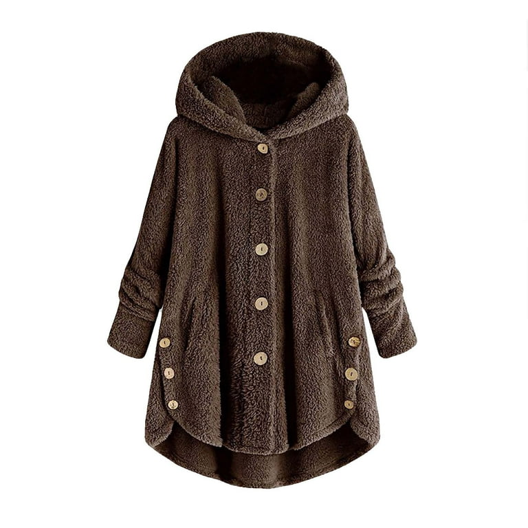 skpabo Winter Coats for Women Plus Size Hoodie Plain Fuzzy Fleece Cozy  Plush Loose Cardigan Wool Coat Open Front Hooded Jacket Outwear Ladies  Hoodie Blanket with Pockets 