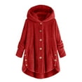 thumbnail image 1 of skpabo Winter Coats for Women Plus Size Hoodie Plain Fuzzy Fleece Cozy Plush Loose Cardigan Wool Coat Open Front Hooded Jacket Outwear Ladies Hoodie Blanket with Pockets, 1 of 6
