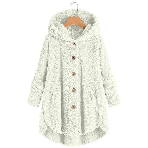skpabo Winter Coats for Women Plus Size Hoodie Plain Fuzzy Fleece Cozy Plush Loose Cardigan Wool Coat Open Front Hooded Jacket Outwear Ladies Hoodie Blanket with Pockets