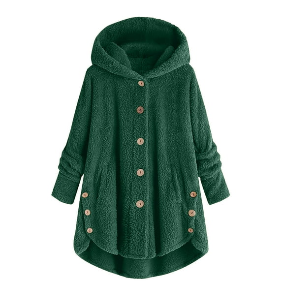 skpabo Winter Coats for Women Plus Size Hoodie Plain Fuzzy Fleece Cozy Plush Loose Cardigan Wool Coat Open Front Hooded Jacket Outwear Ladies Hoodie Blanket with Pockets