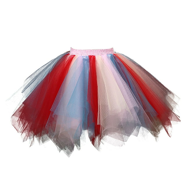 skpabo Women Colour Blocking Tutu Skirts Teen Girls Skirt Ballet Dance