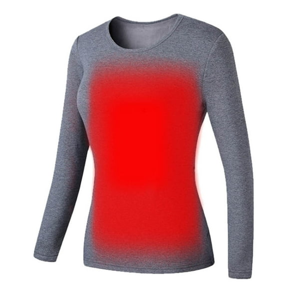 skpabo Women Heated Underwear USB Electric Heated Thermal Long Sleeve Constant Temperature Heated Clothing Heated Body Warmer Thermal Underwear (No Battery)